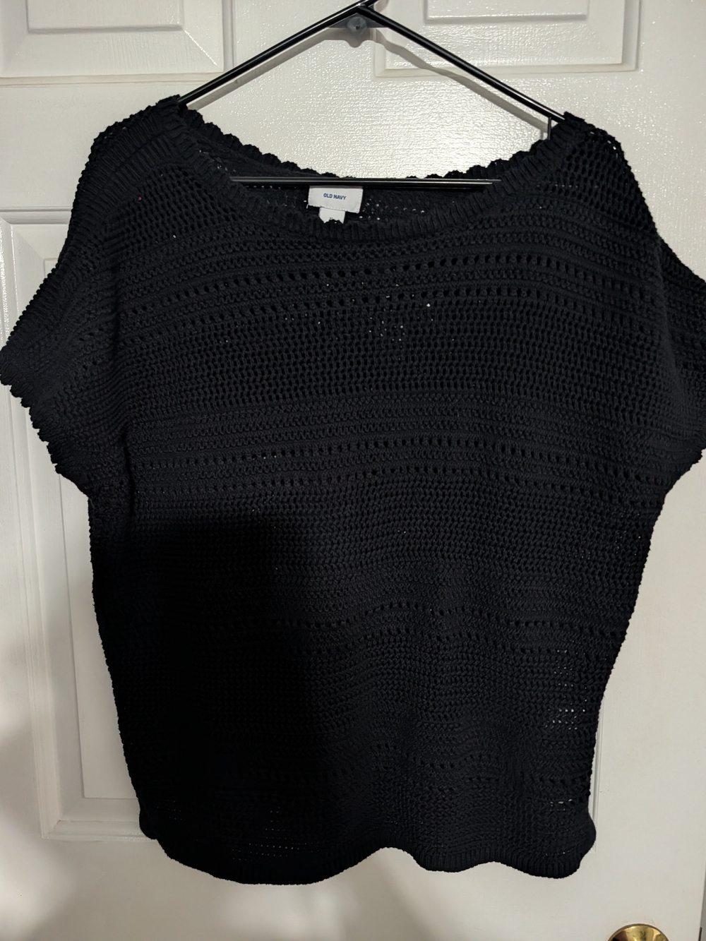 Old Navy Black Crochet Short-Sleeve Knit Top